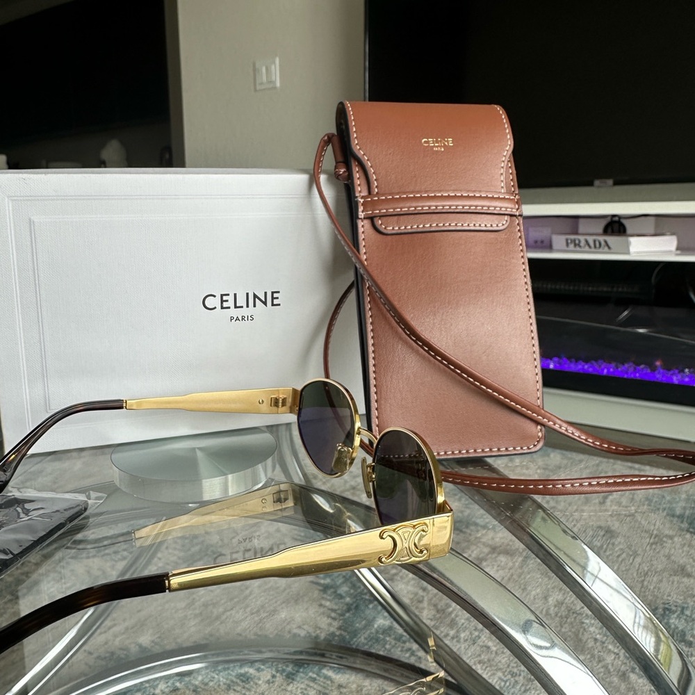 Celine Black and Gold Oval Sunglasses - Picture 4 of 15